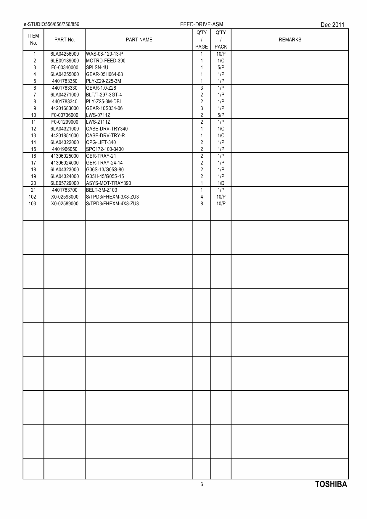 TOSHIBA e-STUDIO 556 656 756 856 Parts List Manual-3